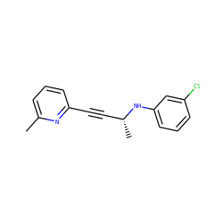 Cc1cccc(C#C[C@@H](C)Nc2cccc(Cl)c2)n1 ZINC000038147830