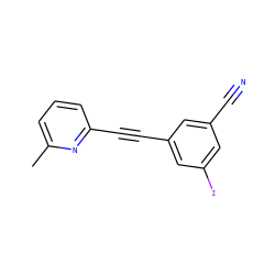 Cc1cccc(C#Cc2cc(I)cc(C#N)c2)n1 ZINC000071295738