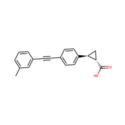 Cc1cccc(C#Cc2ccc([C@H]3C[C@@H]3C(=O)O)cc2)c1 ZINC000095595801