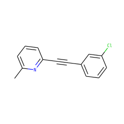 Cc1cccc(C#Cc2cccc(Cl)c2)n1 ZINC000028882808