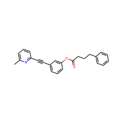 Cc1cccc(C#Cc2cccc(OC(=O)CCCc3ccccc3)c2)n1 ZINC000028369072
