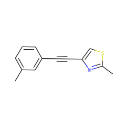 Cc1cccc(C#Cc2csc(C)n2)c1 ZINC000013680880