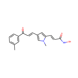 Cc1cccc(C(=O)/C=C/c2cc(/C=C/C(=O)NO)n(C)c2)c1 ZINC000013528539