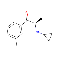Cc1cccc(C(=O)[C@@H](C)NC2CC2)c1 ZINC000077297536