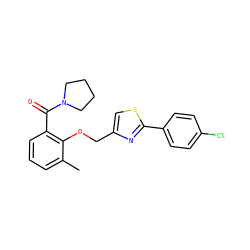 Cc1cccc(C(=O)N2CCCC2)c1OCc1csc(-c2ccc(Cl)cc2)n1 ZINC000028524885