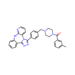 Cc1cccc(C(=O)N2CCN(Cc3ccc(-c4nnc5n4-c4cccnc4Nc4ccccc4-5)cc3)CC2)c1 ZINC000096174069