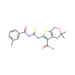 Cc1cccc(C(=O)NC(=S)Nc2sc3c(c2C(=O)O)CC(C)(C)OC3)c1 ZINC000199132975