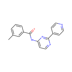 Cc1cccc(C(=O)Nc2ccnc(-c3ccncc3)n2)c1 ZINC000005755003