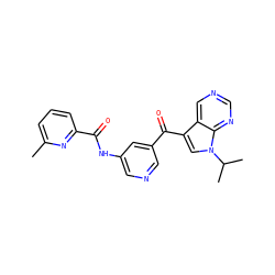 Cc1cccc(C(=O)Nc2cncc(C(=O)c3cn(C(C)C)c4ncncc34)c2)n1 ZINC000169707964