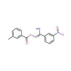 Cc1cccc(C(=O)O/N=C(\N)c2cccc([N+](=O)[O-])c2)c1 ZINC000018161687