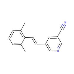 Cc1cccc(C)c1/C=C/c1cncc(C#N)c1 ZINC000036187614