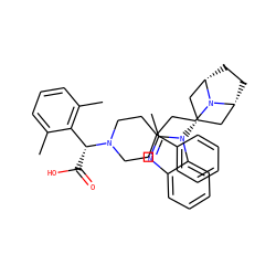 Cc1cccc(C)c1[C@@H](C(=O)O)N1CCC(CCN2[C@H]3CC[C@@H]2C[C@H](n2c(C)nc4ccccc42)C3)(c2ccccc2)CC1 ZINC000101193589