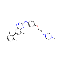 Cc1cccc(C)c1-c1cc(C)c2nc(Nc3ccc(OCCCN4CCN(C)CC4)cc3)nnc2c1 ZINC000096167713