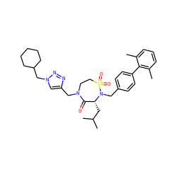 Cc1cccc(C)c1-c1ccc(CN2[C@H](CC(C)C)C(=O)N(Cc3cn(CC4CCCCC4)nn3)CCS2(=O)=O)cc1 ZINC000066128956
