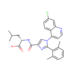 Cc1cccc(C)c1-c1nc(C(=O)N[C@@H](CC(C)C)C(=O)O)cn1-c1ccnc2cc(Cl)ccc12 ZINC000103233086