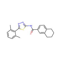 Cc1cccc(C)c1-c1nnc(NC(=O)c2ccc3c(c2)CCCC3)s1 ZINC000043118645