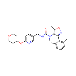 Cc1cccc(C)c1-c1noc(C)c1N(C)C(=O)NCc1ccc(OC2CCOCC2)nc1 ZINC000059069454