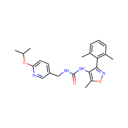 Cc1cccc(C)c1-c1noc(C)c1NC(=O)NCc1ccc(OC(C)C)nc1 ZINC000059069329