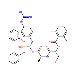 Cc1cccc(C)c1C(=O)N[C@H](CO)C(=O)N[C@@H](C)C(=O)N[C@@H](Cc1ccc(NC(=N)N)cc1)P(=O)(Oc1ccccc1)Oc1ccccc1 ZINC000034717952