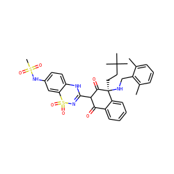Cc1cccc(C)c1CN[C@]1(CCC(C)(C)C)C(=O)C(C2=NS(=O)(=O)c3cc(NS(C)(=O)=O)ccc3N2)C(=O)c2ccccc21 ZINC000049803473