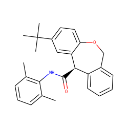 Cc1cccc(C)c1NC(=O)[C@@H]1c2ccccc2COc2ccc(C(C)(C)C)cc21 ZINC000013735140