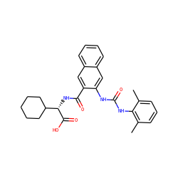 Cc1cccc(C)c1NC(=O)Nc1cc2ccccc2cc1C(=O)N[C@H](C(=O)O)C1CCCCC1 ZINC000040865909