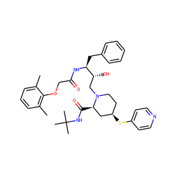 Cc1cccc(C)c1OCC(=O)N[C@@H](Cc1ccccc1)[C@H](O)CN1CC[C@@H](Sc2ccncc2)C[C@H]1C(=O)NC(C)(C)C ZINC000003918440