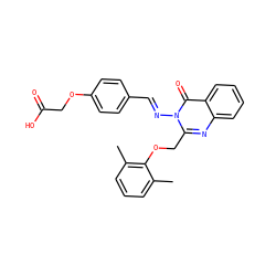 Cc1cccc(C)c1OCc1nc2ccccc2c(=O)n1/N=C/c1ccc(OCC(=O)O)cc1 ZINC000000716043