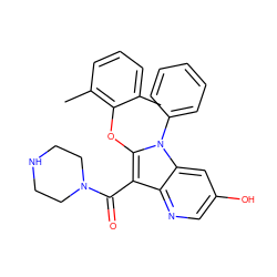 Cc1cccc(C)c1Oc1c(C(=O)N2CCNCC2)c2ncc(O)cc2n1-c1ccccc1 ZINC000072181542