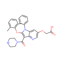 Cc1cccc(C)c1Oc1c(C(=O)N2CCNCC2)c2ncc(OCC(=O)O)cc2n1-c1ccccc1 ZINC000072181422