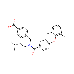 Cc1cccc(C)c1Oc1ccc(C(=O)N(CCC(C)C)Cc2ccc(C(=O)O)cc2)cc1 ZINC000584598463