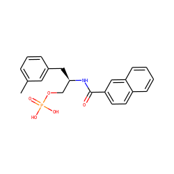 Cc1cccc(C[C@H](COP(=O)(O)O)NC(=O)c2ccc3ccccc3c2)c1 ZINC000006716411