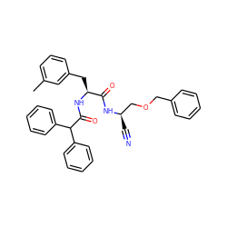 Cc1cccc(C[C@H](NC(=O)C(c2ccccc2)c2ccccc2)C(=O)N[C@H](C#N)COCc2ccccc2)c1 ZINC000027518753