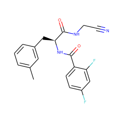 Cc1cccc(C[C@H](NC(=O)c2ccc(F)cc2F)C(=O)NCC#N)c1 ZINC000013470927