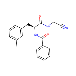 Cc1cccc(C[C@H](NC(=O)c2ccccc2)C(=O)NCC#N)c1 ZINC000013470921