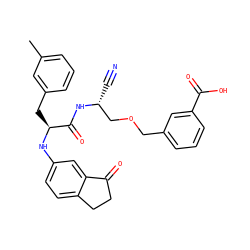 Cc1cccc(C[C@H](Nc2ccc3c(c2)C(=O)CC3)C(=O)N[C@H](C#N)COCc2cccc(C(=O)O)c2)c1 ZINC000013587590