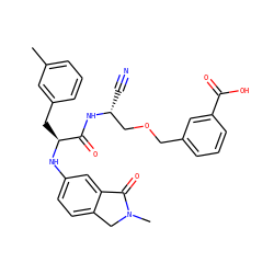 Cc1cccc(C[C@H](Nc2ccc3c(c2)C(=O)N(C)C3)C(=O)N[C@H](C#N)COCc2cccc(C(=O)O)c2)c1 ZINC000027412152