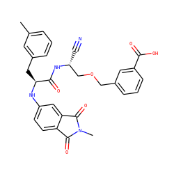 Cc1cccc(C[C@H](Nc2ccc3c(c2)C(=O)N(C)C3=O)C(=O)N[C@H](C#N)COCc2cccc(C(=O)O)c2)c1 ZINC000027409241