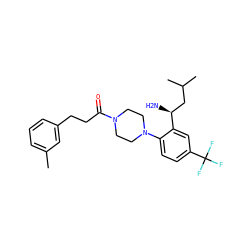 Cc1cccc(CCC(=O)N2CCN(c3ccc(C(F)(F)F)cc3[C@@H](N)CC(C)C)CC2)c1 ZINC000036285457