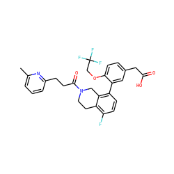 Cc1cccc(CCC(=O)N2CCc3c(F)ccc(-c4cc(CC(=O)O)ccc4OCC(F)(F)F)c3C2)n1 ZINC000143984854