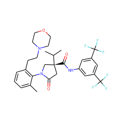 Cc1cccc(CCN2CCOCC2)c1N1C[C@](C(=O)Nc2cc(C(F)(F)F)cc(C(F)(F)F)c2)(C(C)C)CC1=O ZINC000198448157