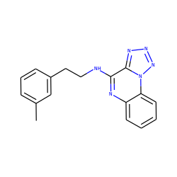 Cc1cccc(CCNc2nc3ccccc3n3nnnc23)c1 ZINC000004922943