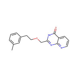Cc1cccc(CCOCc2nc3ncccc3c(=O)[nH]2)c1 ZINC000058592108