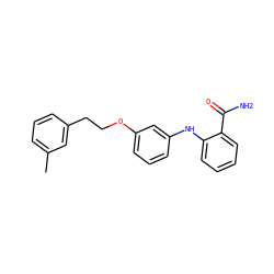Cc1cccc(CCOc2cccc(Nc3ccccc3C(N)=O)c2)c1 ZINC000095573661