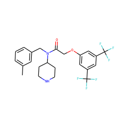 Cc1cccc(CN(C(=O)COc2cc(C(F)(F)F)cc(C(F)(F)F)c2)C2CCNCC2)c1 ZINC000013437294