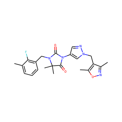 Cc1cccc(CN2C(=O)N(c3cnn(Cc4c(C)noc4C)c3)C(=O)C2(C)C)c1F ZINC000116674387
