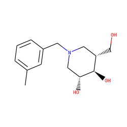 Cc1cccc(CN2C[C@@H](O)[C@H](O)[C@@H](CO)C2)c1 ZINC000142881809