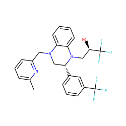 Cc1cccc(CN2C[C@@H](c3cccc(C(F)(F)F)c3)N(C[C@@H](O)C(F)(F)F)c3ccccc32)n1 ZINC000207723754