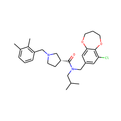 Cc1cccc(CN2CC[C@@H](C(=O)N(Cc3cc(Cl)c4c(c3)OCCCO4)CC(C)C)C2)c1C ZINC000114100890
