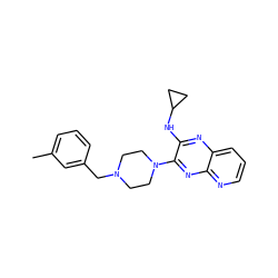Cc1cccc(CN2CCN(c3nc4ncccc4nc3NC3CC3)CC2)c1 ZINC000144574005